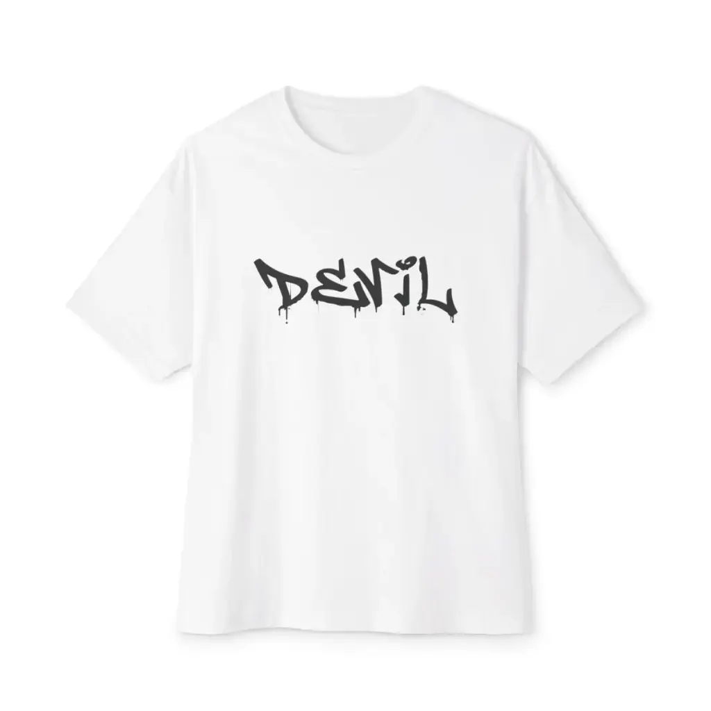 Trendy Devil Graphic Oversized Tee, Unisex Streetwear, Casual Wear