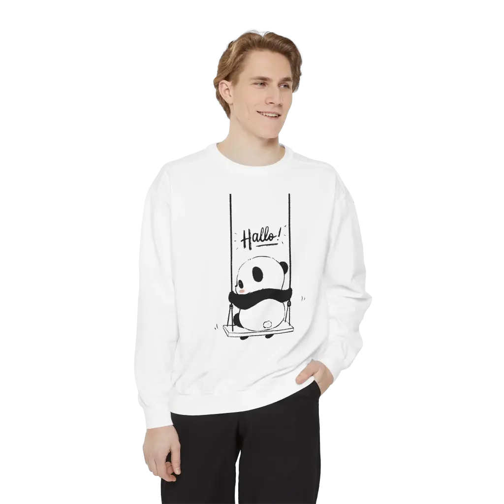 Cute Panda Swing Sweatshirt - Unisex Garment-Dyed Cozy Wear