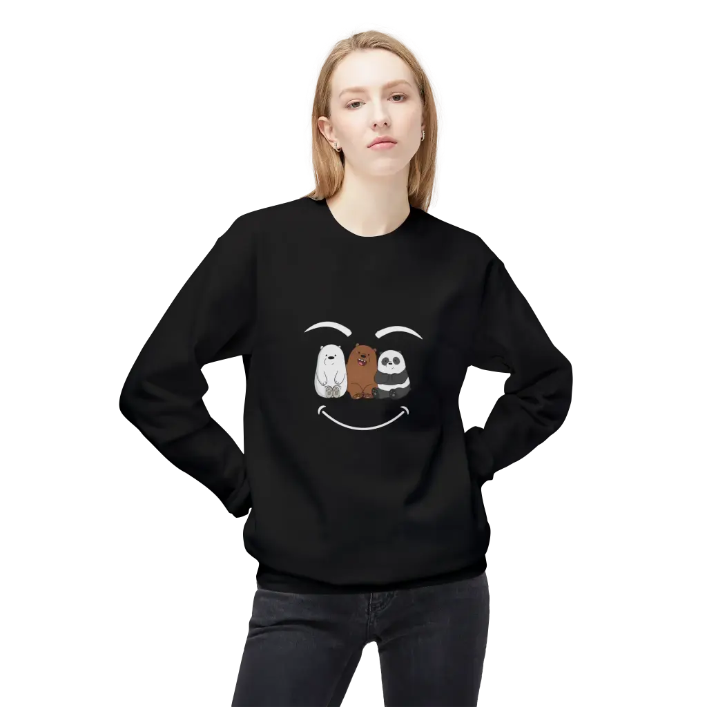 Cute Animal Friends Fleece Sweatshirt - Unisex Crewneck for Comfort and Fun
